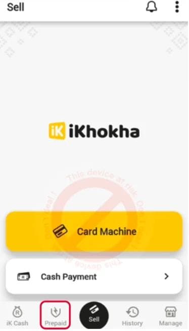 Step 1 - Select " iK Prepaid" at the bottom of your screen.