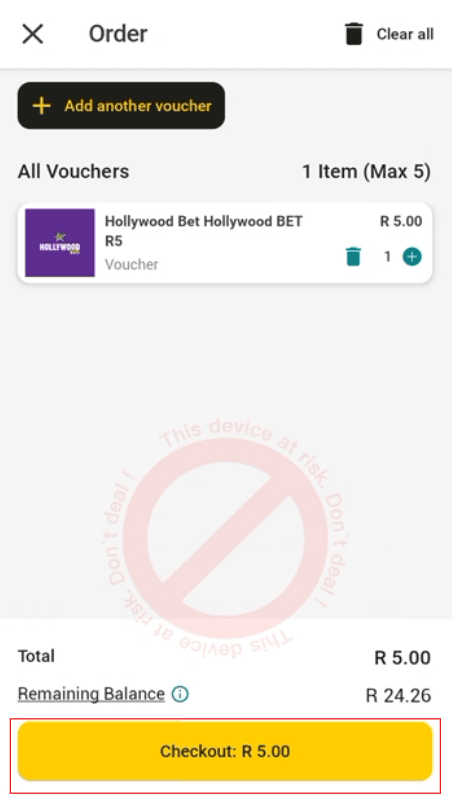Step 6 - Checkout and Confirm the purchase from your prepaid balance