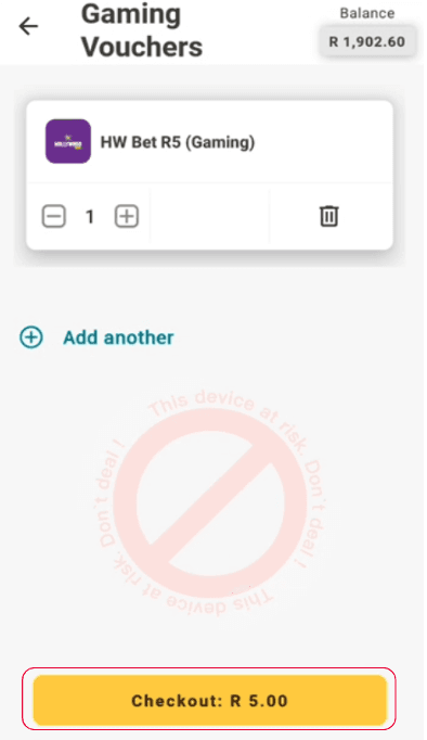 Step 6 - Checkout and Confirm the purchase from your prepaid balance