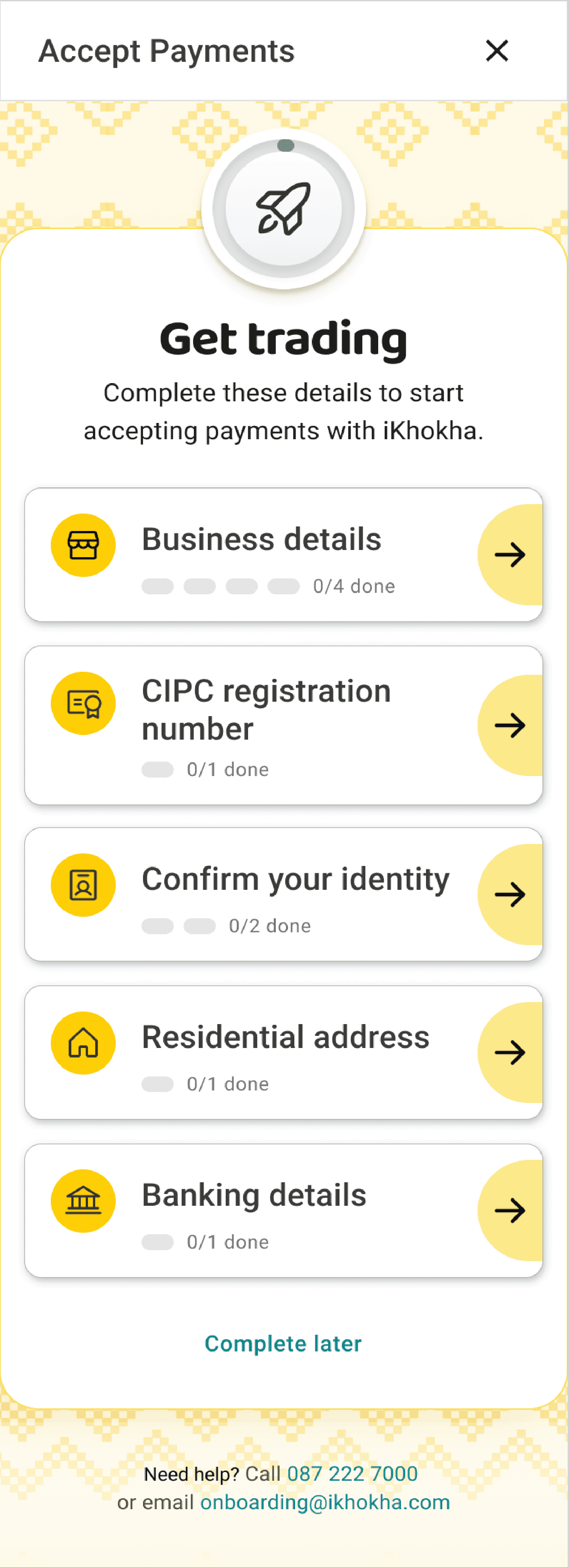 Step 3:  Click or tap on a card and complete the information