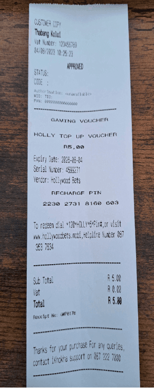 Step 7: The voucher will automatically be printed and a success message will be displayed on the screen.