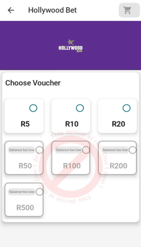 Step 5 - Select your voucher Amount