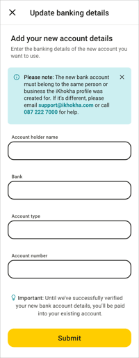 Add my banking details