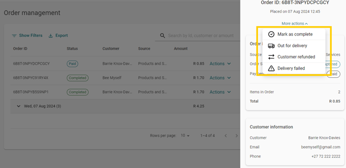 Order management view demo-1